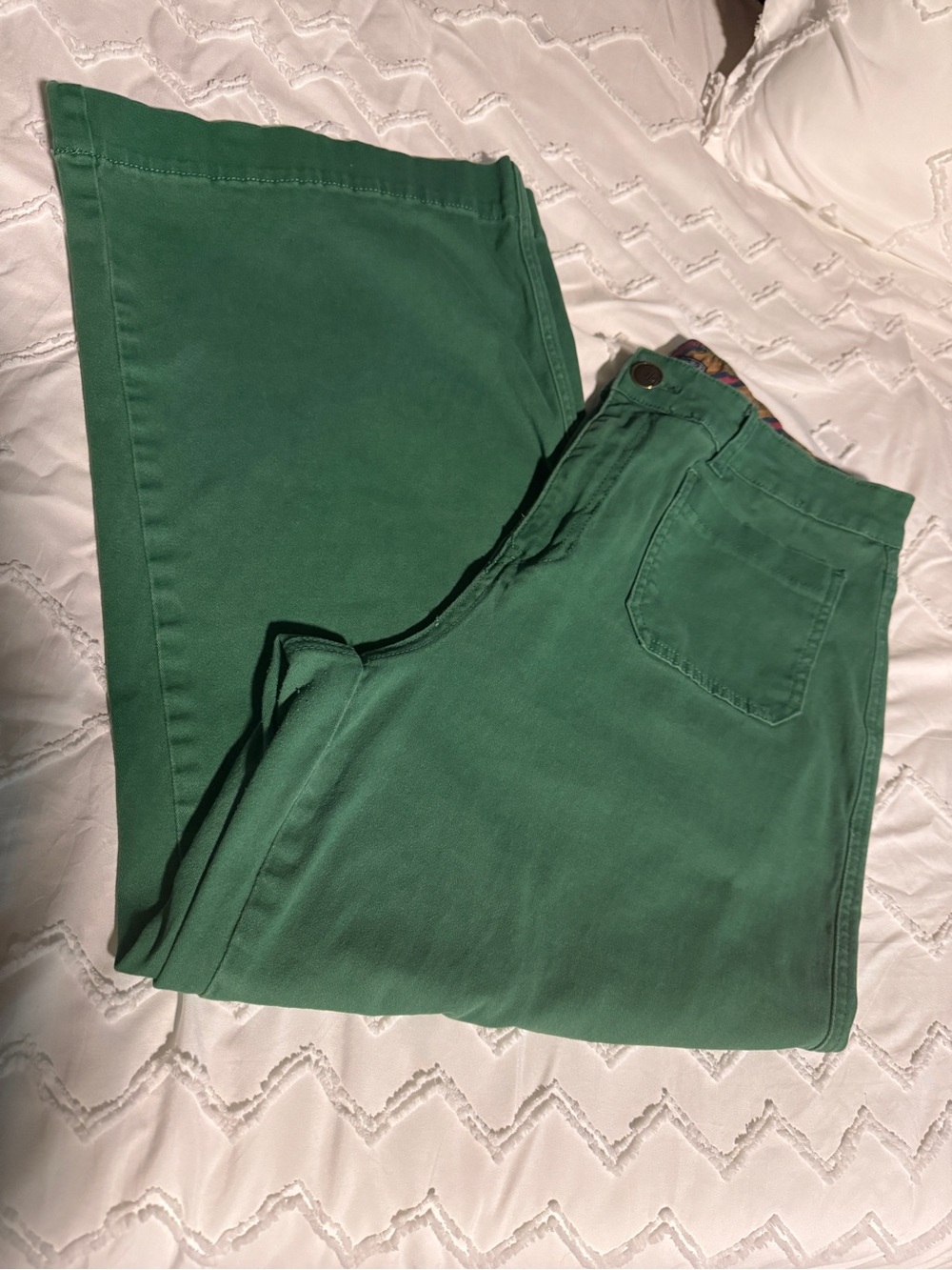 One 5 One - Green Wide- Leg Cropped